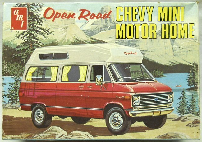 AMT 1/25 Open Road 1970 Chevrolet Mini-Motorhome / Van - Stock with Windows / Stock Without Windows / Motor Home, T517-300 plastic model kit